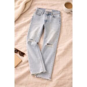 Rag & Bone Jeans Women’s Sz 26 Light Wash Distressed Raw Hem Straight Leg Denim